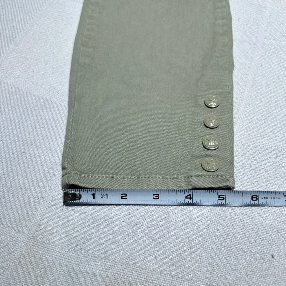Tory Burch Emmy Ankle Pants Womens 29 Slim Straight Button Hem Olive Green
